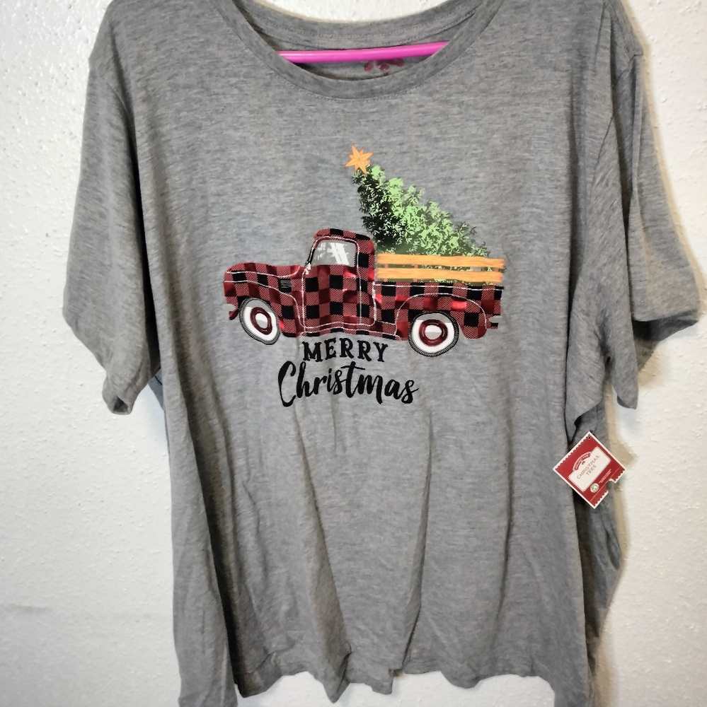 Holiday Time Mens T Shirt sz 3X Gray Short Sleeve Merry Christmas